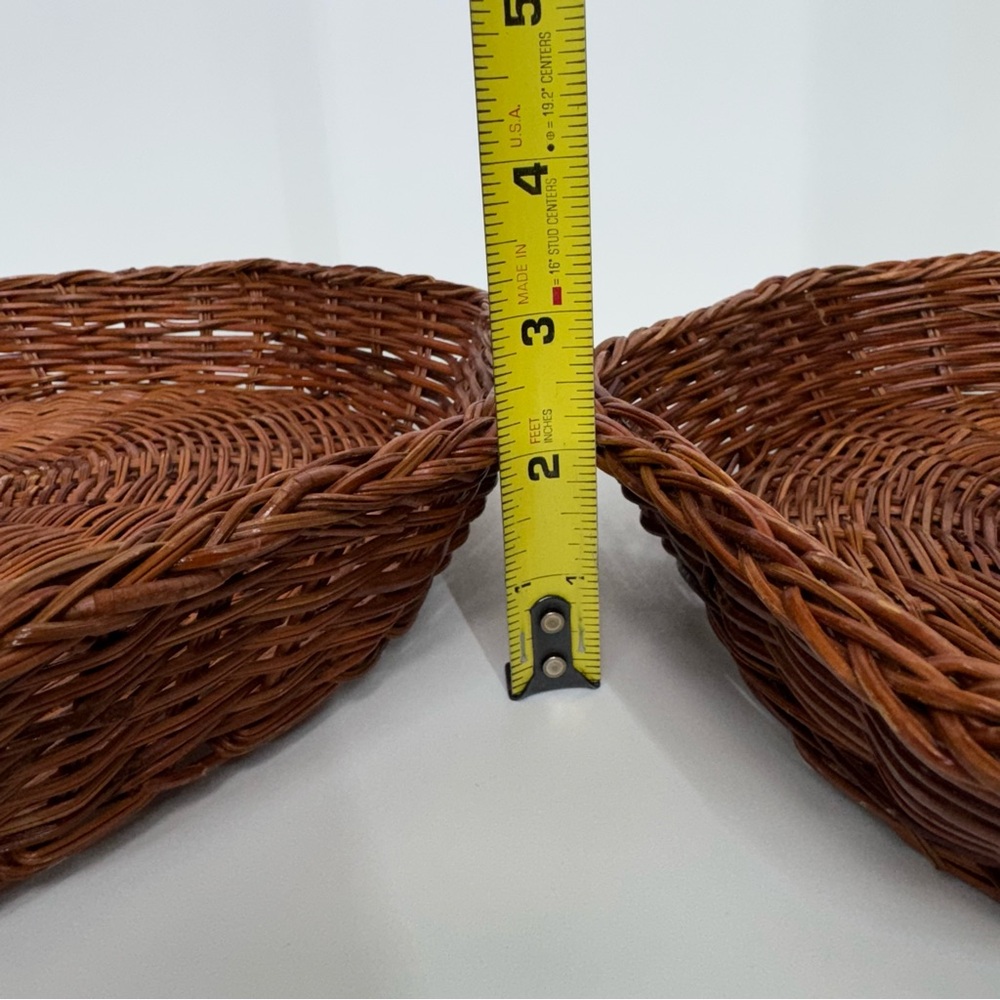 Vintage Brown Braided Edge Woven Hexagon Tray Baskets Home Decor - Picture 15 of 15